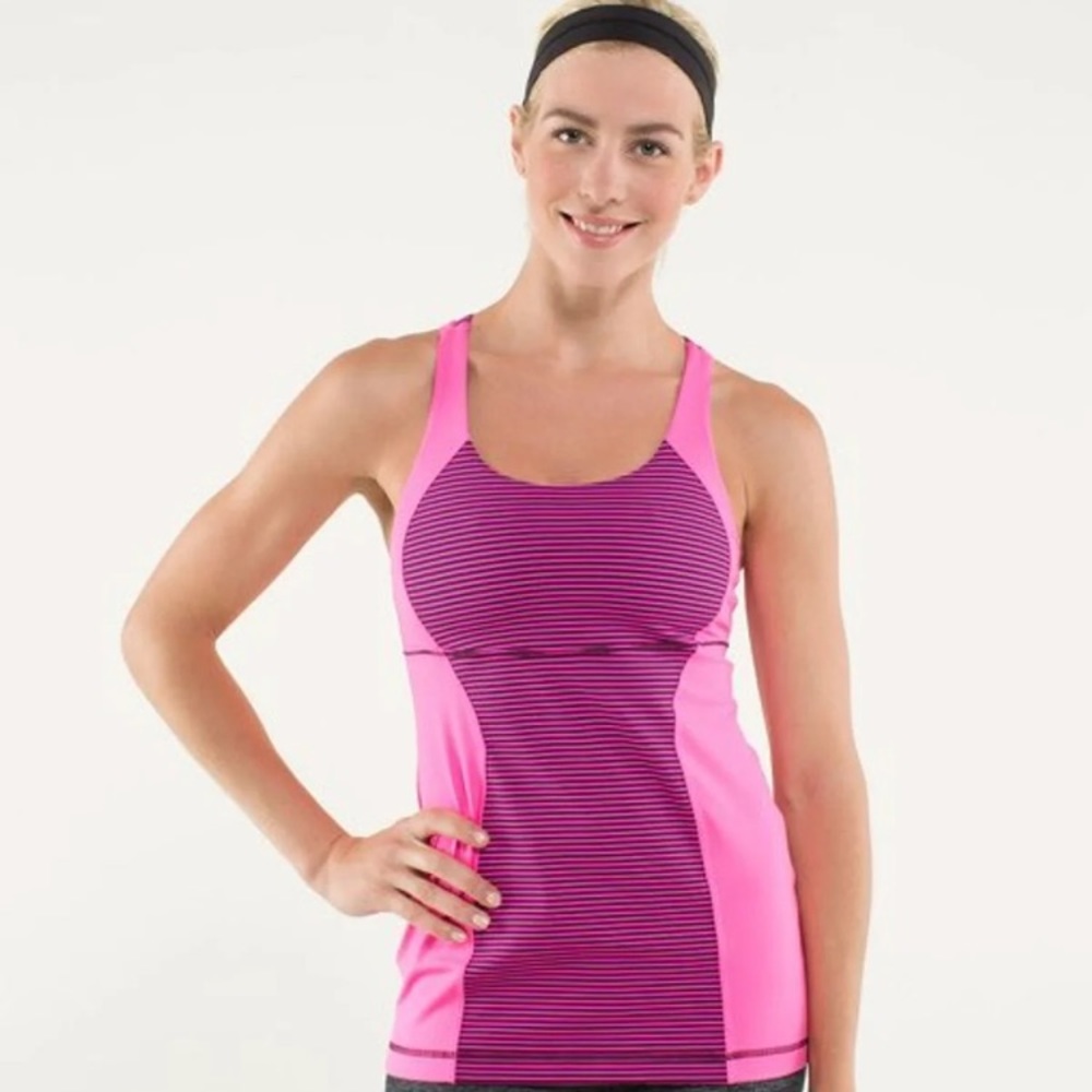 Lululemon Energy Tank Hyper Stripe Raspberry Glo